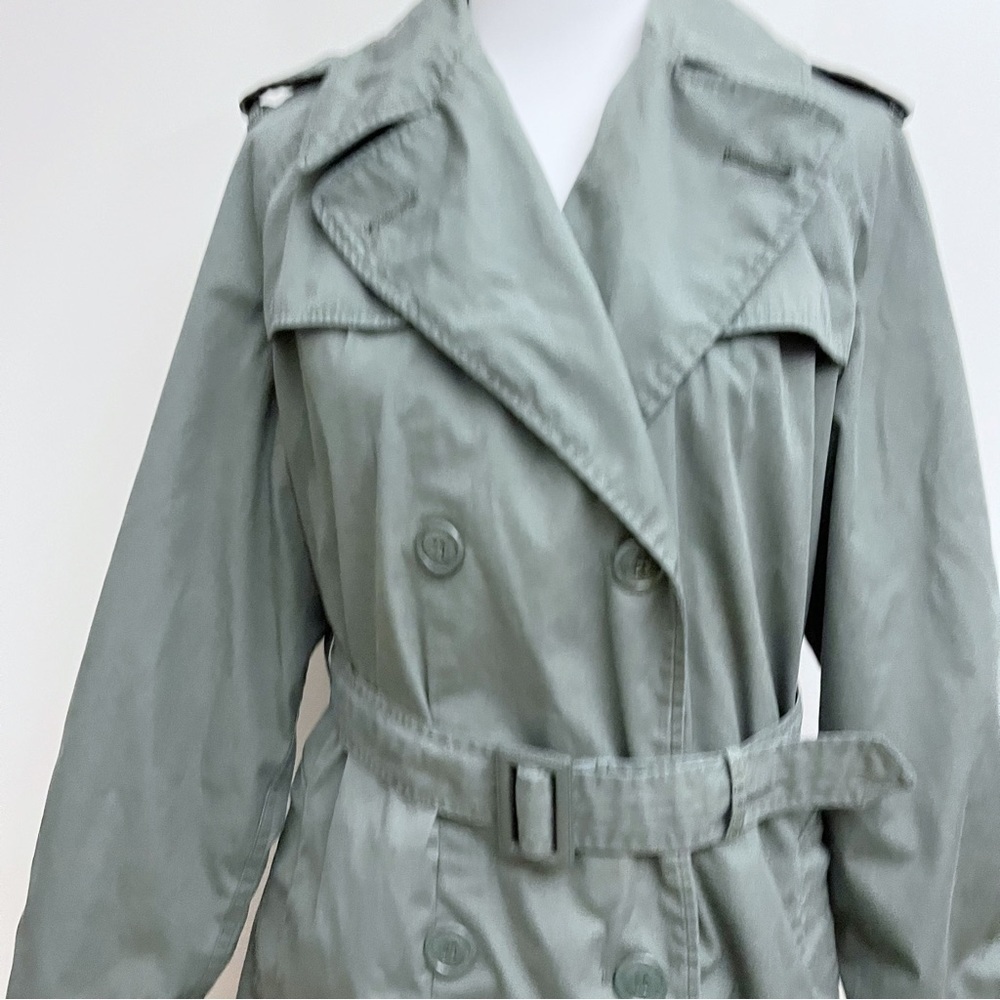 Vintage America Army Green Utility Belted Waist Double Button Trench Coat 42R - Picture 2 of 14